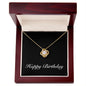 Happy Birthday v2 - 18K Yellow Gold Finish Love Knot Necklace With Mahogany Style Luxury Box