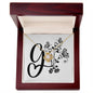 Botanical Monogram G - 18K Yellow Gold Finish Love Knot Necklace With Mahogany Style Luxury Box