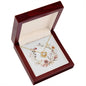 Boho Flowers Wreath Watercolor 08 - 18K Yellow Gold Finish Love Knot Necklace With Mahogany Style Luxury Box