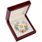 Boho Flowers Wreath Watercolor 13 - 18K Yellow Gold Finish Love Knot Necklace With Mahogany Style Luxury Box