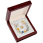 Boho Flowers Wreath Watercolor 12 - 18K Yellow Gold Finish Love Knot Necklace With Mahogany Style Luxury Box