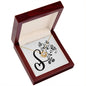 Botanical Monogram S - 18K Yellow Gold Finish Love Knot Necklace With Mahogany Style Luxury Box