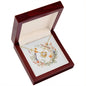 Boho Flowers Wreath Watercolor 09 - 18K Yellow Gold Finish Love Knot Necklace With Mahogany Style Luxury Box