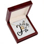 Botanical Monogram I - 18K Yellow Gold Finish Love Knot Necklace With Mahogany Style Luxury Box