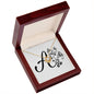 Botanical Monogram A - 18K Yellow Gold Finish Love Knot Necklace With Mahogany Style Luxury Box