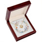 Boho Flowers Wreath Watercolor 16 - 18K Yellow Gold Finish Love Knot Necklace With Mahogany Style Luxury Box