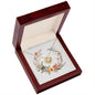 Boho Flowers Wreath Watercolor 17 - 18K Yellow Gold Finish Love Knot Necklace With Mahogany Style Luxury Box