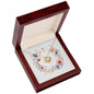 Boho Flowers Wreath Watercolor 18 - 18K Yellow Gold Finish Love Knot Necklace With Mahogany Style Luxury Box