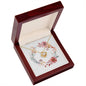 Boho Flowers Wreath Watercolor 20 - 18K Yellow Gold Finish Love Knot Necklace With Mahogany Style Luxury Box
