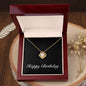 Happy Birthday v2 - 18K Yellow Gold Finish Love Knot Necklace With Mahogany Style Luxury Box