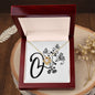 Botanical Monogram O - 18K Yellow Gold Finish Love Knot Necklace With Mahogany Style Luxury Box