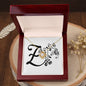 Botanical Monogram Z - 18K Yellow Gold Finish Love Knot Necklace With Mahogany Style Luxury Box