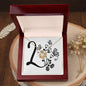 Botanical Monogram L - 18K Yellow Gold Finish Love Knot Necklace With Mahogany Style Luxury Box