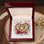 You Are Always In My Heart - 18K Yellow Gold Finish Love Knot Necklace With Mahogany Style Luxury Box