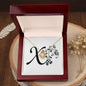 Botanical Monogram X - 18K Yellow Gold Finish Love Knot Necklace With Mahogany Style Luxury Box