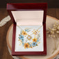 Boho Flowers Wreath Watercolor 13 - 18K Yellow Gold Finish Love Knot Necklace With Mahogany Style Luxury Box