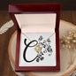 Botanical Monogram C - 18K Yellow Gold Finish Love Knot Necklace With Mahogany Style Luxury Box