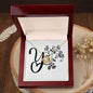 Botanical Monogram Y - 18K Yellow Gold Finish Love Knot Necklace With Mahogany Style Luxury Box