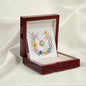 Boho Flowers Wreath Watercolor 12 - 18K Yellow Gold Finish Love Knot Necklace With Mahogany Style Luxury Box