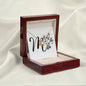 Botanical Monogram M - 18K Yellow Gold Finish Love Knot Necklace With Mahogany Style Luxury Box