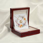 Boho Flowers Wreath Watercolor 10 - 18K Yellow Gold Finish Love Knot Necklace With Mahogany Style Luxury Box