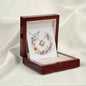 Boho Flowers Wreath Watercolor 19 - 18K Yellow Gold Finish Love Knot Necklace With Mahogany Style Luxury Box