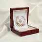 Boho Flowers Wreath Watercolor 17 - 18K Yellow Gold Finish Love Knot Necklace With Mahogany Style Luxury Box