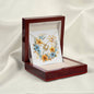 Boho Flowers Wreath Watercolor 13 - 18K Yellow Gold Finish Love Knot Necklace With Mahogany Style Luxury Box