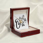 Botanical Monogram O - 18K Yellow Gold Finish Love Knot Necklace With Mahogany Style Luxury Box