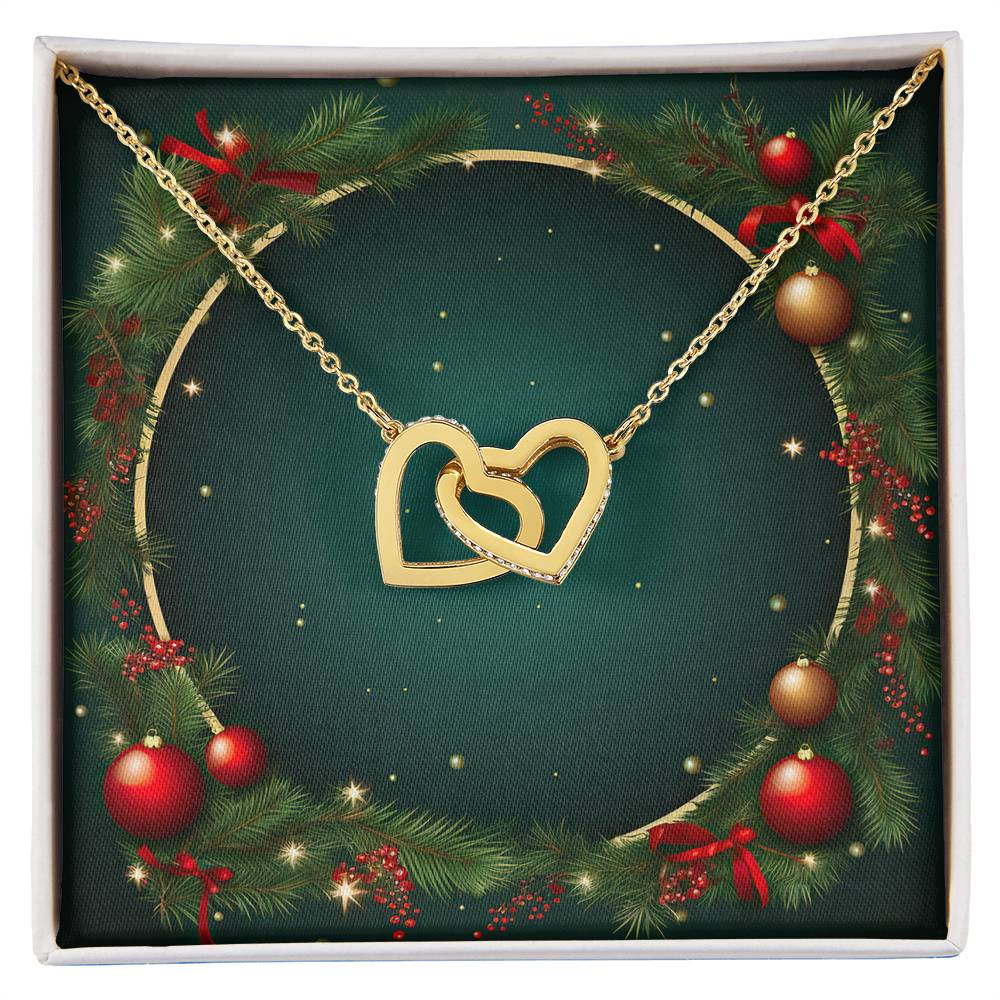 Christmas Background 069 - 18K Yellow Gold Finish Interlocking Hearts Necklace