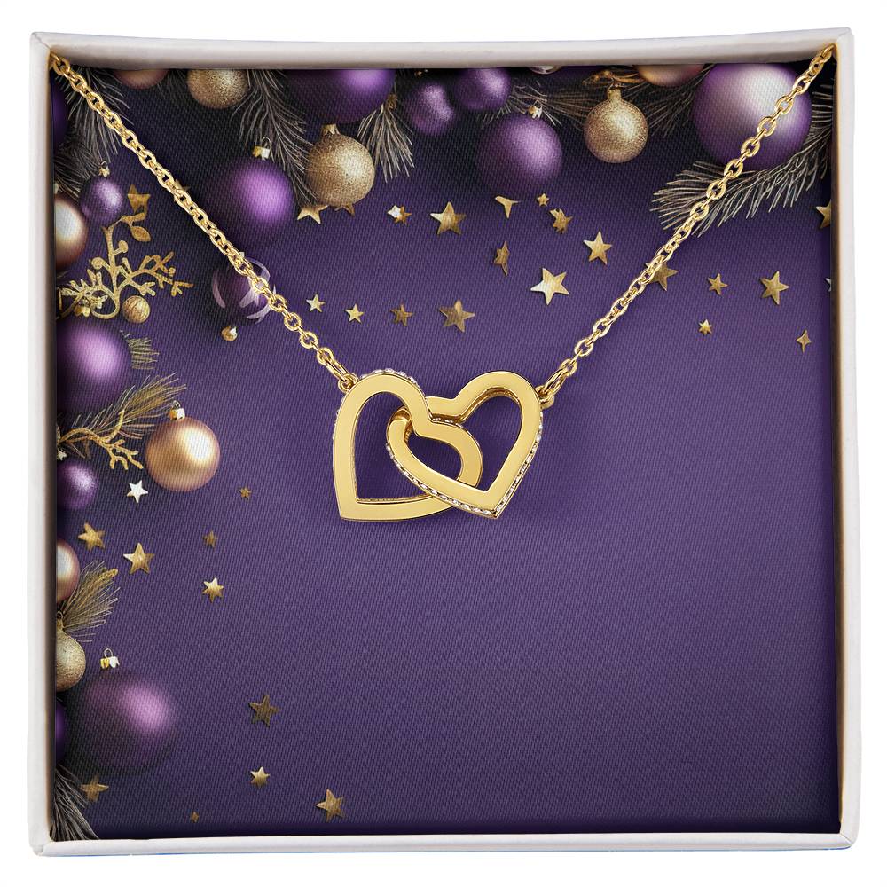 Christmas Background 054 - 18K Yellow Gold Finish Interlocking Hearts Necklace