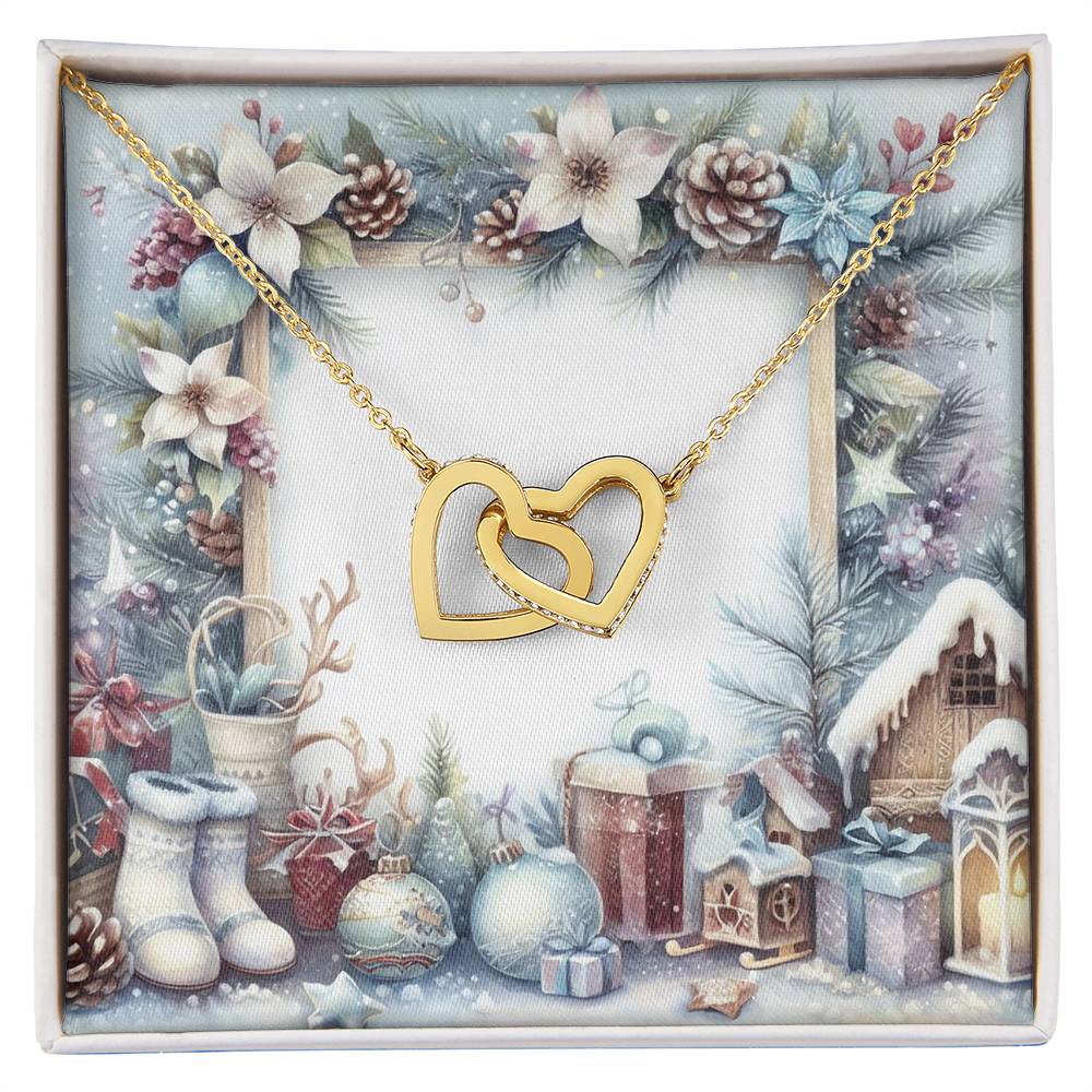 Christmas Background 074 - 18K Yellow Gold Finish Interlocking Hearts Necklace