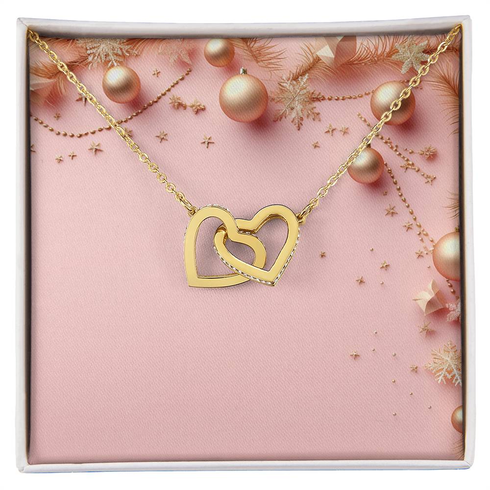 Christmas Background 040 - 18K Yellow Gold Finish Interlocking Hearts Necklace