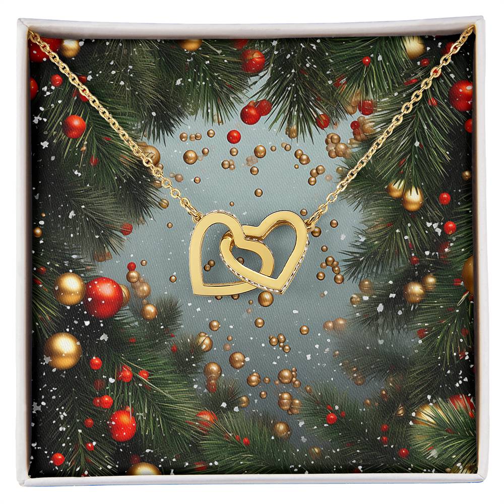 Christmas Background 127 - 18K Yellow Gold Finish Interlocking Hearts Necklace