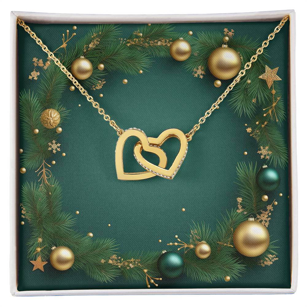 Christmas Background 035 - 18K Yellow Gold Finish Interlocking Hearts Necklace