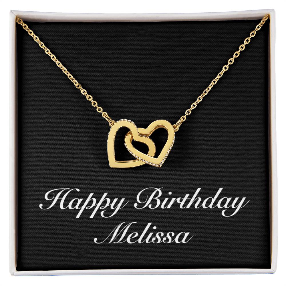 Happy Birthday Melissa v2 - 18K Yellow Gold Finish Interlocking Hearts Necklace