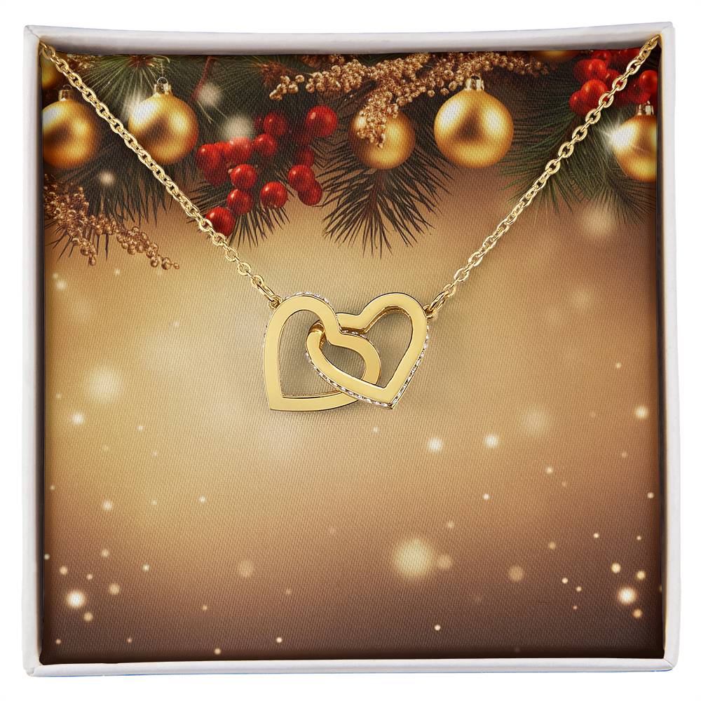 Christmas Background 014 - 18K Yellow Gold Finish Interlocking Hearts Necklace