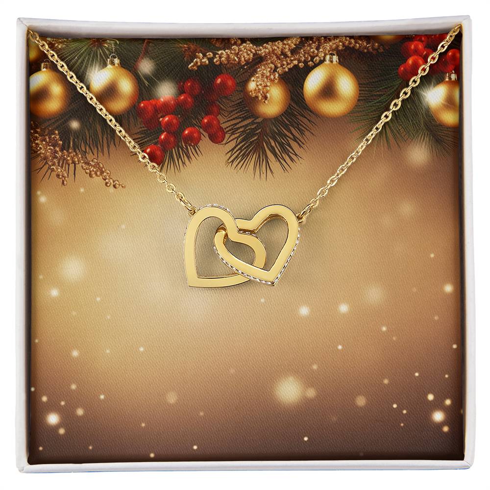 Christmas Background 014 - 18K Yellow Gold Finish Interlocking Hearts Necklace