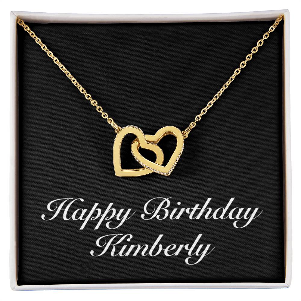 Happy Birthday Kimberly v2 - 18K Yellow Gold Finish Interlocking Hearts Necklace