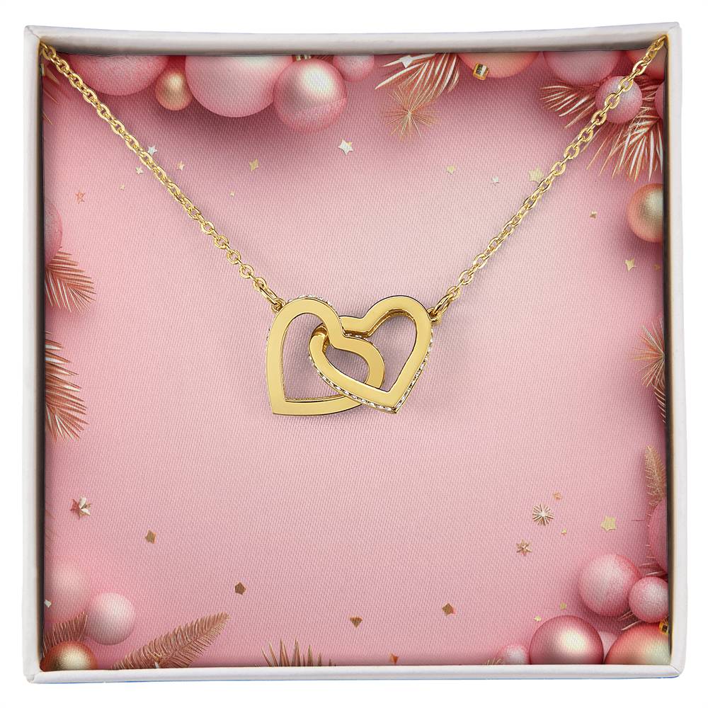 Christmas Background 005 - 18K Yellow Gold Finish Interlocking Hearts Necklace