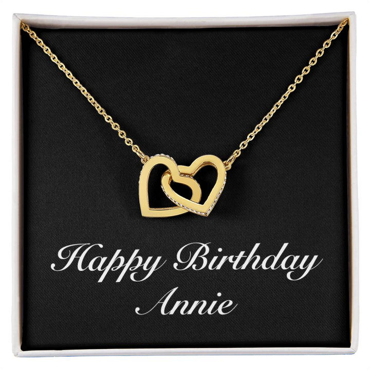 Happy Birthday Annie v2 - 18K Yellow Gold Finish Interlocking Hearts Necklace