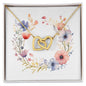 Boho Flowers Wreath Watercolor 18 - 18K Yellow Gold Finish Interlocking Hearts Necklace
