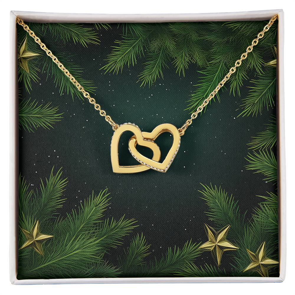 Christmas Background 113 - 18K Yellow Gold Finish Interlocking Hearts Necklace