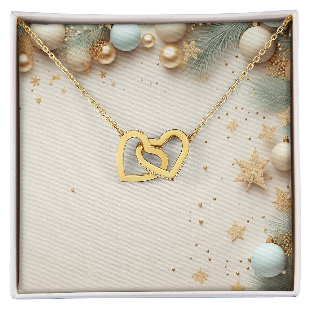 Christmas Background 041 - 18K Yellow Gold Finish Interlocking Hearts Necklace