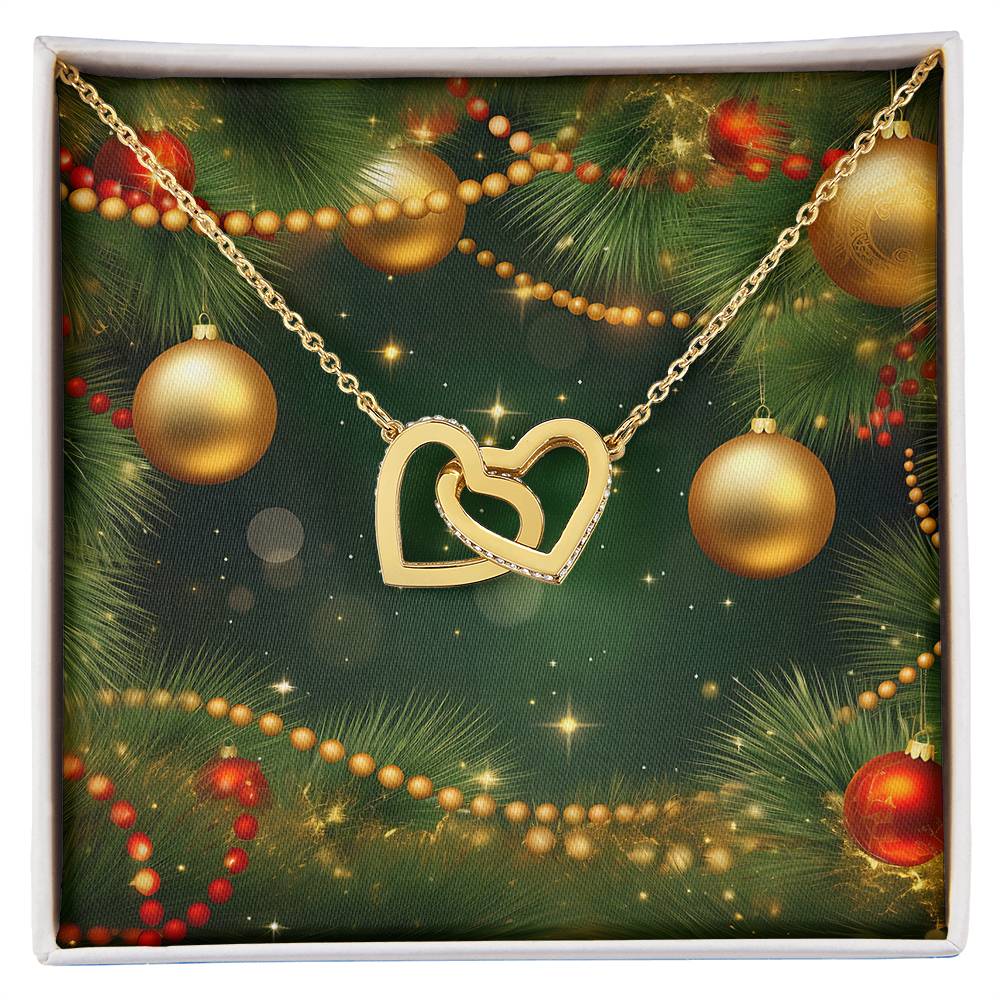Christmas Background 116 - 18K Yellow Gold Finish Interlocking Hearts Necklace