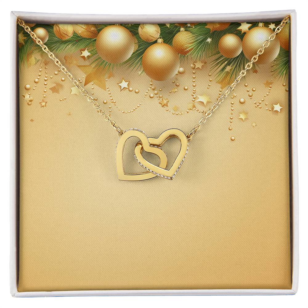 Christmas Background 050 - 18K Yellow Gold Finish Interlocking Hearts Necklace