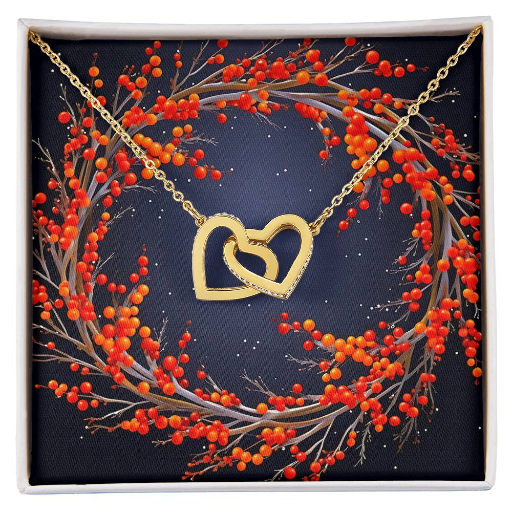 Christmas Background 121 - 18K Yellow Gold Finish Interlocking Hearts Necklace