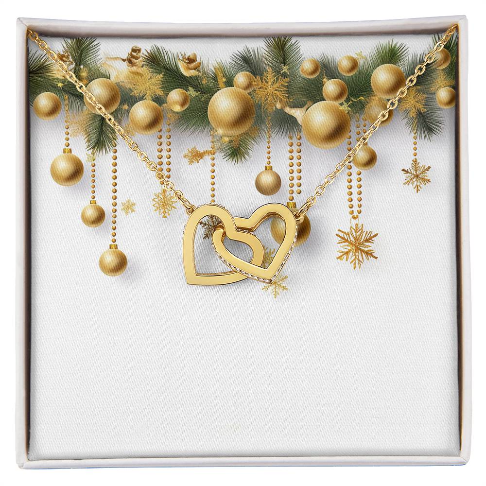 Christmas Background 043 - 18K Yellow Gold Finish Interlocking Hearts Necklace