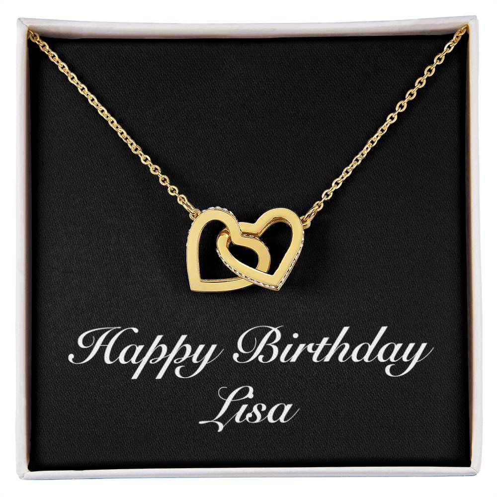 Happy Birthday Lisa v2 - 18K Yellow Gold Finish Interlocking Hearts Necklace