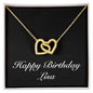 Happy Birthday Lisa v2 - 18K Yellow Gold Finish Interlocking Hearts Necklace